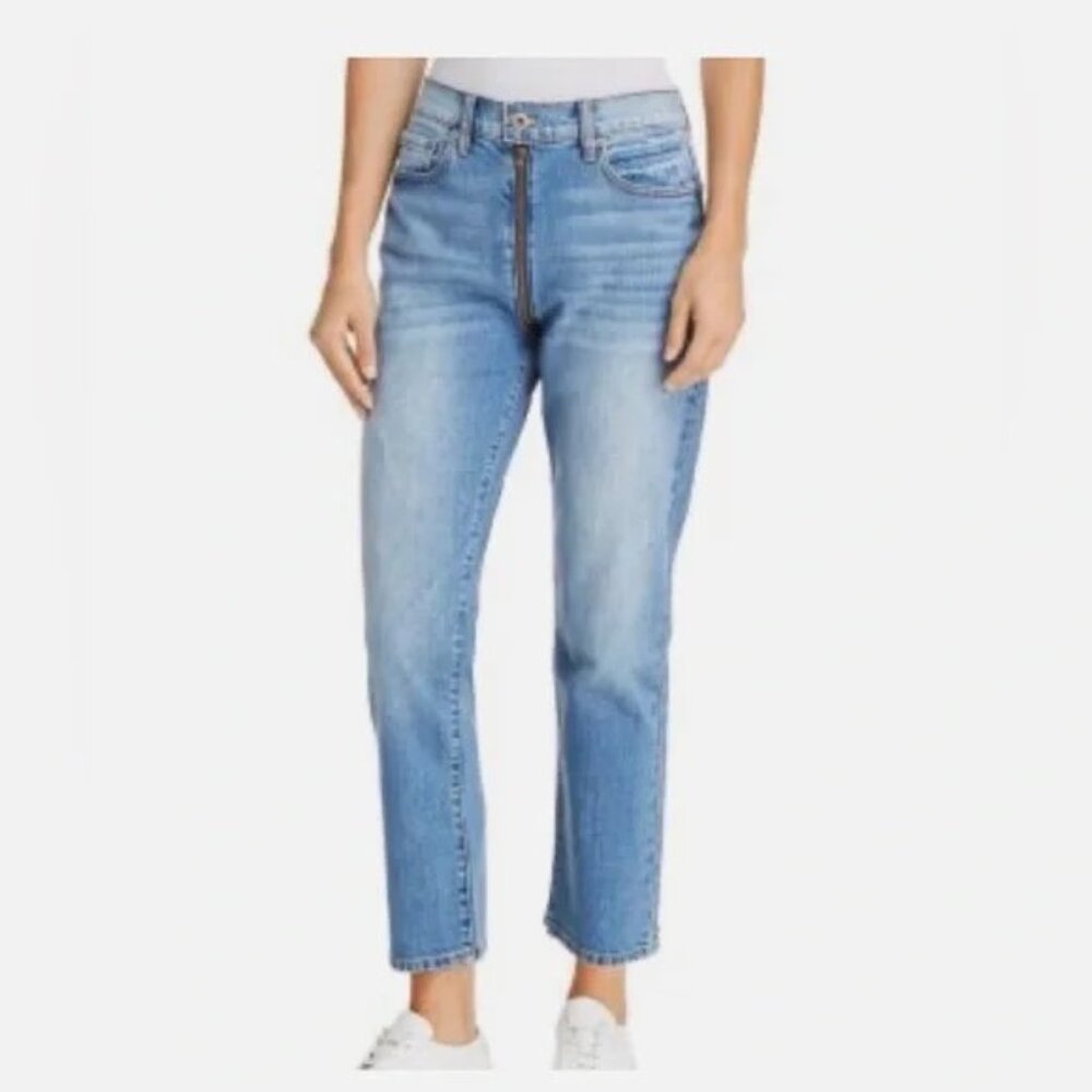 Pistola Charlie Zipper Detail Straight Leg High Rise Denim Jeans, Size 29